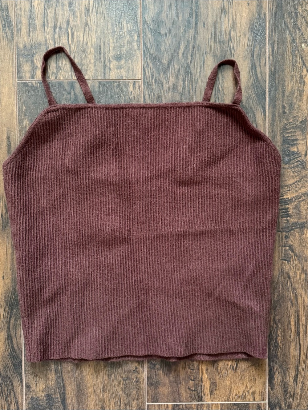 L.A. Hearts Medium Brown Ribbed Crop Tank Top